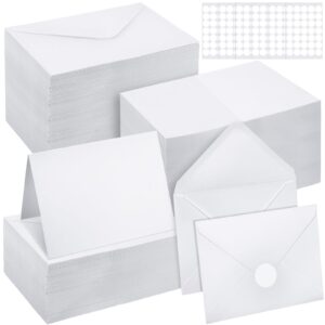 yeaqee 200 pack blank cards with envelopes and stickers thank you note cards self adhesive envelopes blank greeting cards small envelopes for kids stationary set card making (white)