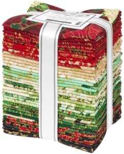 holiday flourish snow flower gold 38 fat quarters robert kaufman fabrics fq-2017-38