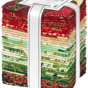 Holiday Flourish Snow Flower Gold 38 Fat Quarters Robert Kaufman Fabrics FQ-2017-38