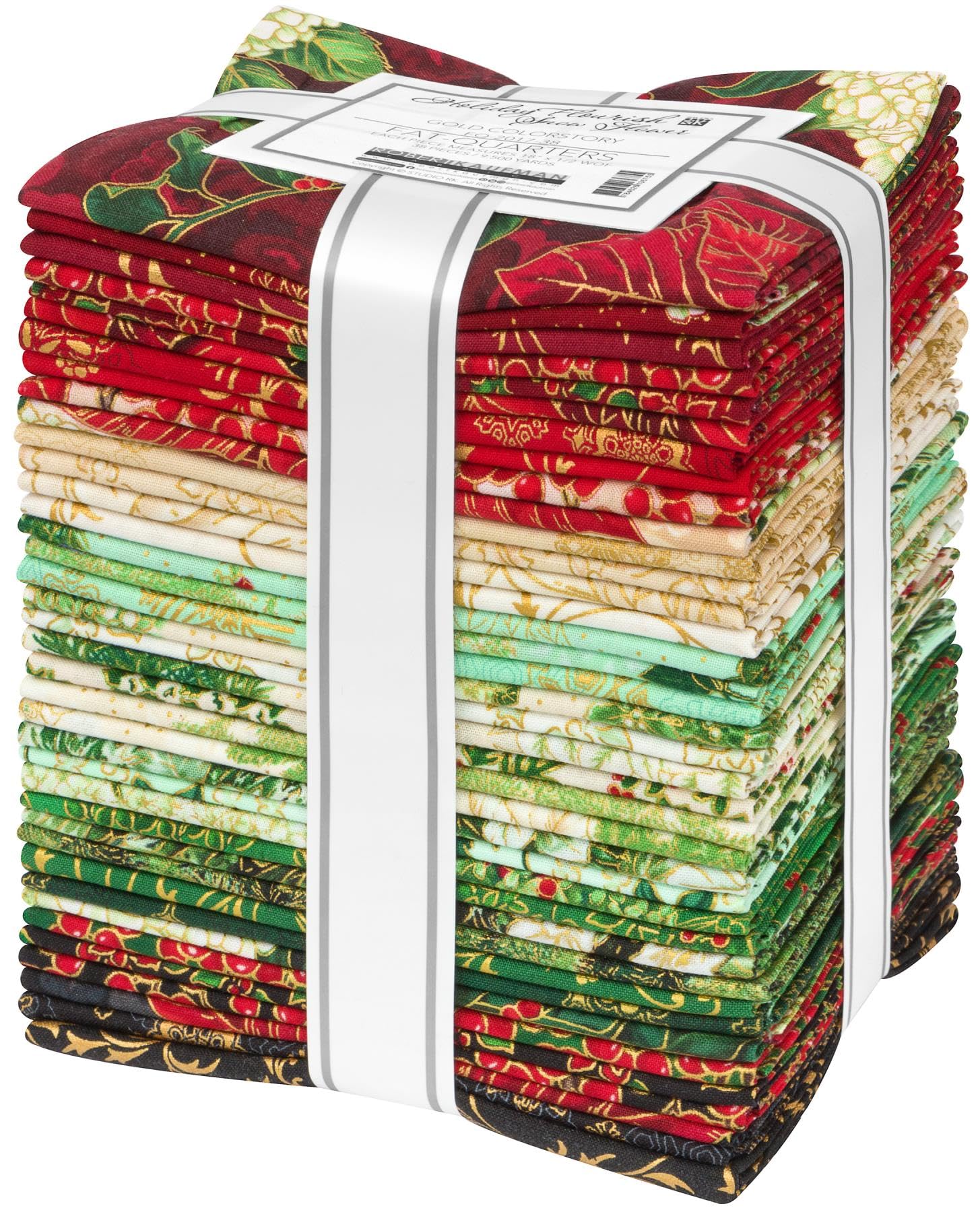 Holiday Flourish Snow Flower Gold 38 Fat Quarters Robert Kaufman Fabrics FQ-2017-38