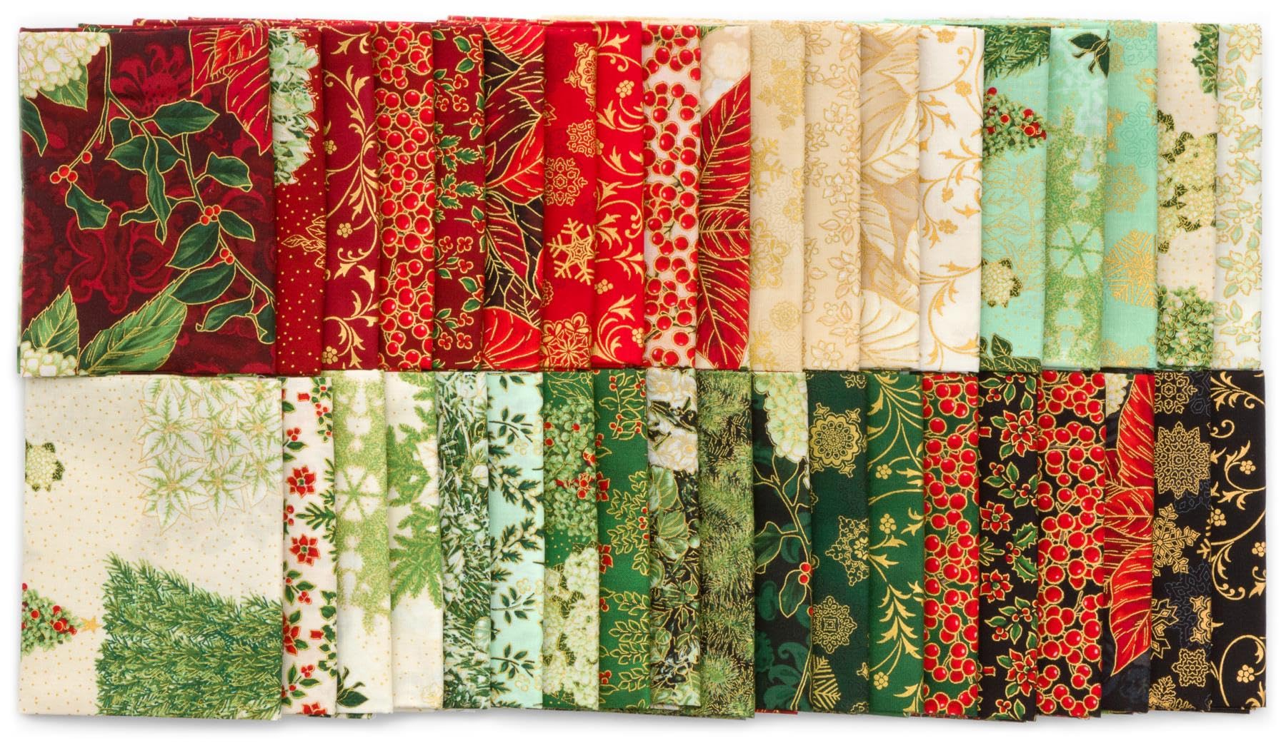 Holiday Flourish Snow Flower Gold 38 Fat Quarters Robert Kaufman Fabrics FQ-2017-38