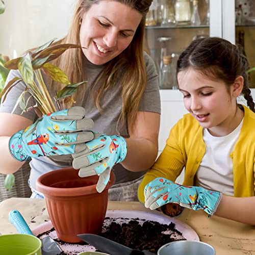 SLARMOR Gardening-Gloves for Women - Leather-Work-Gloves with Touch Screen for Weeding, Digging, Planting Pruning Yard Gloves -M