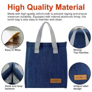 Mziart Dark Blue Oxford Cloth Lunch Bag, 8.86L x 5.12W x 10H, 2 Gallon Capacity, Insulated Aluminum Foil Interior, Leakproof and Lightweight