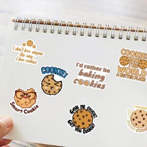 50 Pieces Cookie Stickers Cute Snack Cake Chocolate Chip Cookie Sticker Pack Waterproof Vinyl Decors for Phone Water Bottle Laptop Scrapbook Lunch Box Skateboard for Children (Cookie)