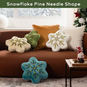 Ashler Snowflake Pillows, Snowflake Throw Pillow, Off White Pillows, 15x15 in Velvet Cushion for Sofa, Bedroom, Living Room Decor