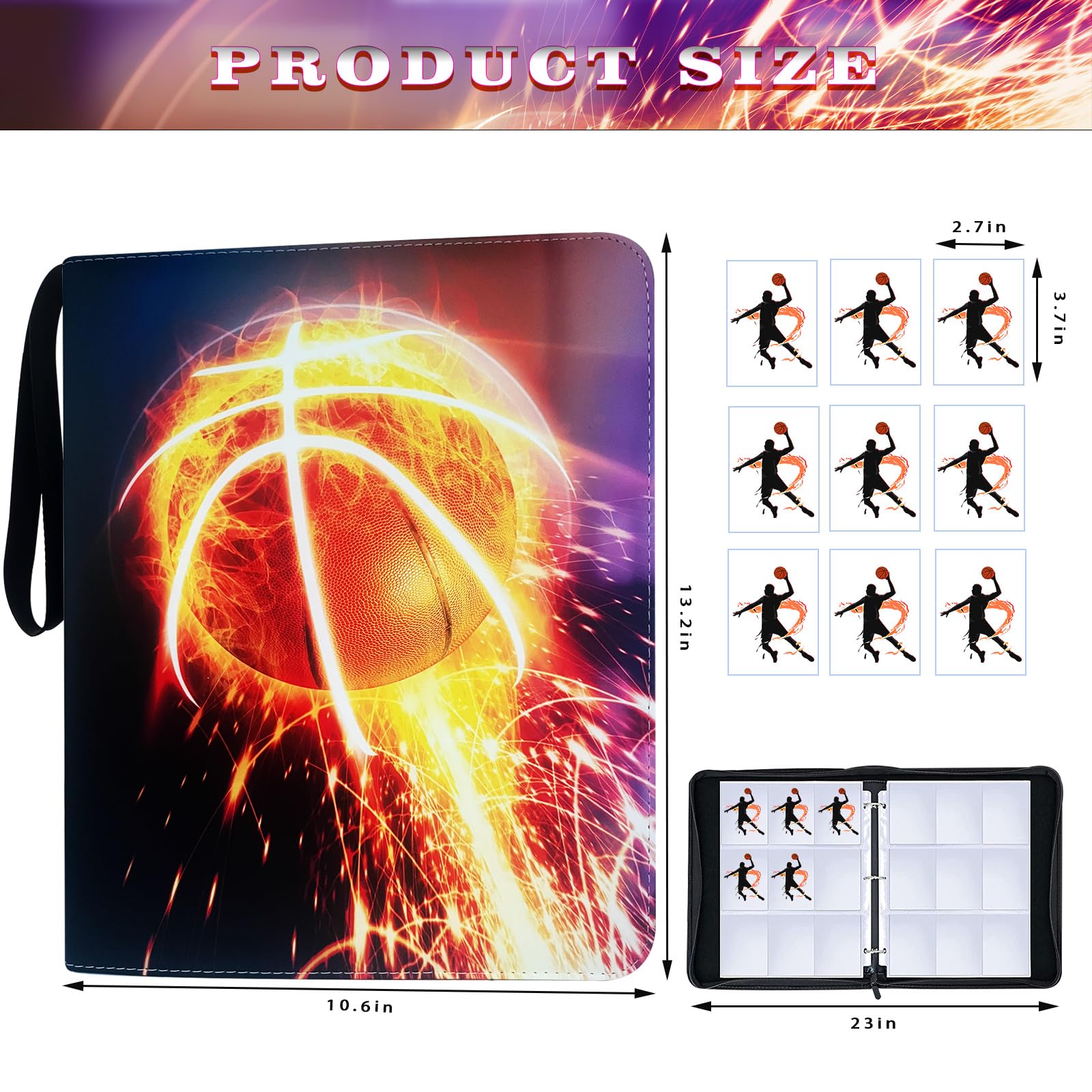 Basketball Card Binder with Sleeves, 900 Pockets Trading Card Holder Protectors Albums, Card Storage Organizer Case Compatible with Basketball Card and other Trading Cards