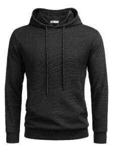 coofandy men's gym sweatshirt long sleeve fashion workout athletic hoodies lightweight hooded t shirt black