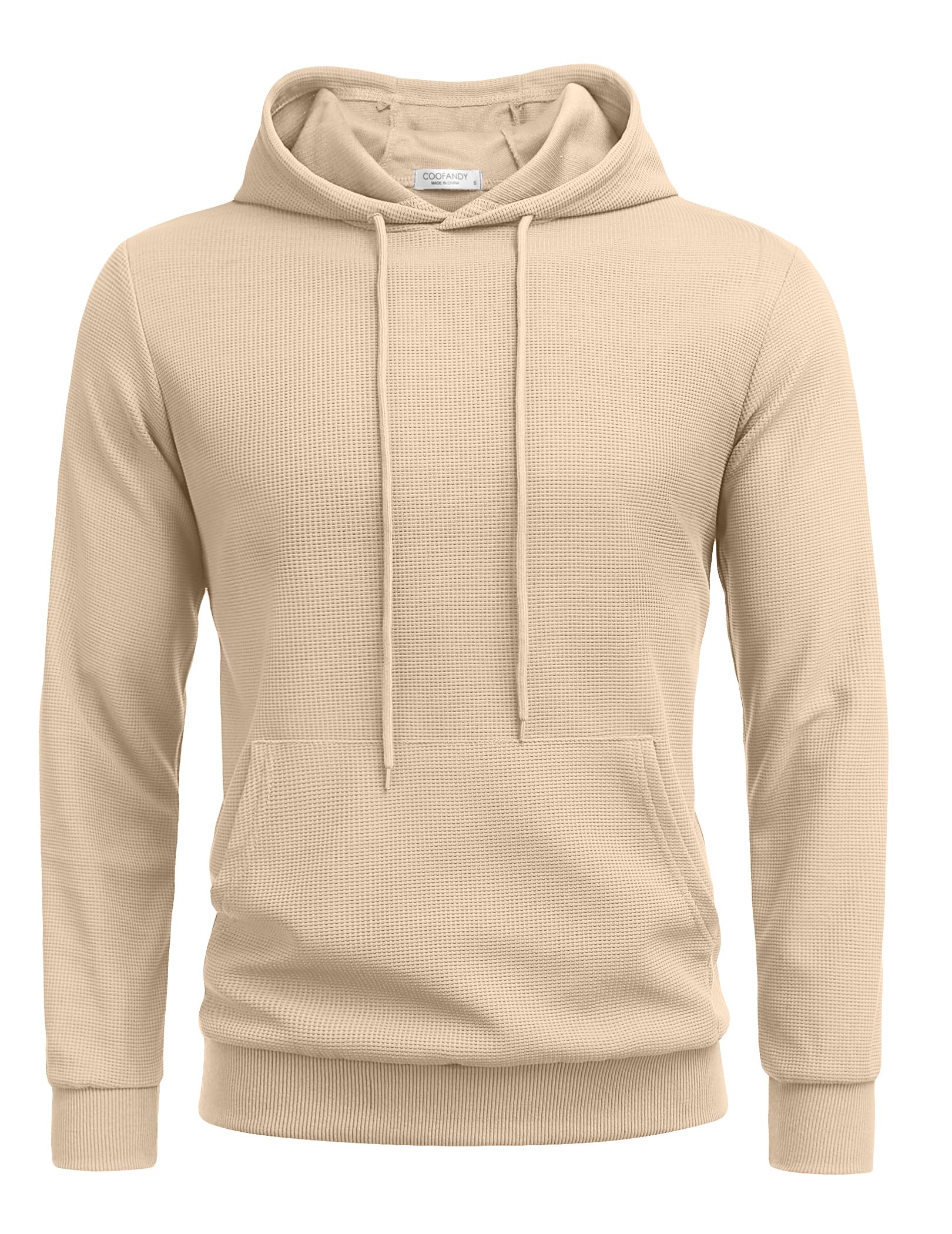 COOFANDY Men's Casual Hoodie Hipster Tactical Sweatshirt Athletic Pullover Hooded Sweatshirt Khaki