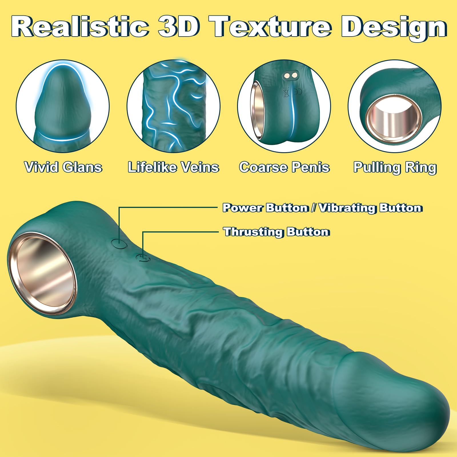 Thrusting Dildo Vibrator Sex Toys - Adult Toys Realistic G Spot Anal Vagina Thick Large Silicone Dildos Sex Stimulator with 7 Thrustion & 10 Vibration Modes, Adult Sex Toys & Games for Women Couples