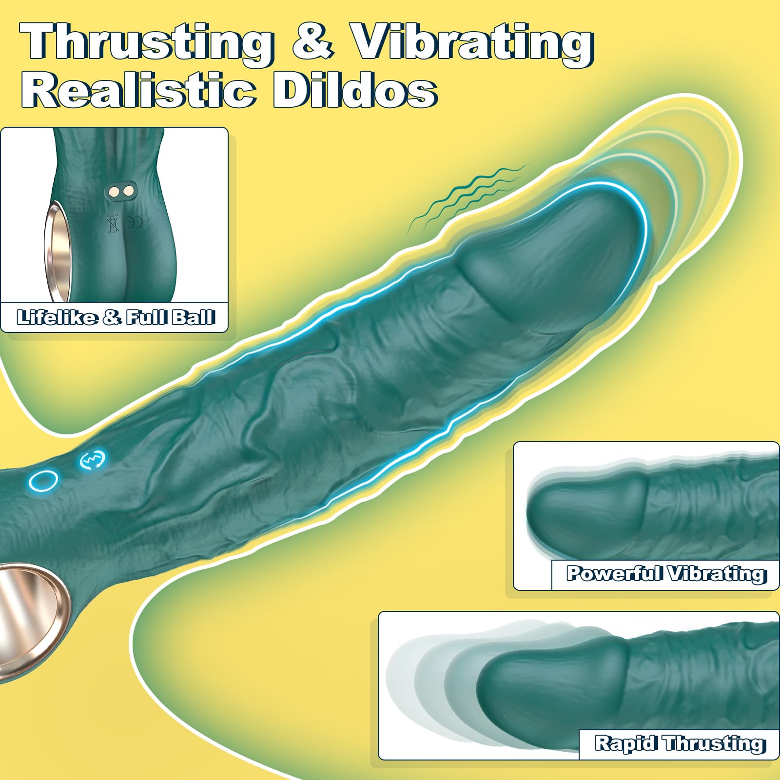 Thrusting Dildo Vibrator Sex Toys - Adult Toys Realistic G Spot Anal Vagina Thick Large Silicone Dildos Sex Stimulator with 7 Thrustion & 10 Vibration Modes, Adult Sex Toys & Games for Women Couples