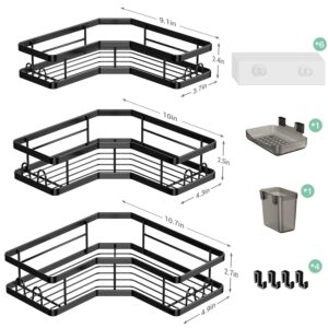 AKTECKE Corner Shower Caddy Bathroom Organizer Adhesive Shower Rack Bathtub Shelves - 3Pack No Drilling Shower Shelf for Inside Shower - Rustproof Bath Tub Organizer