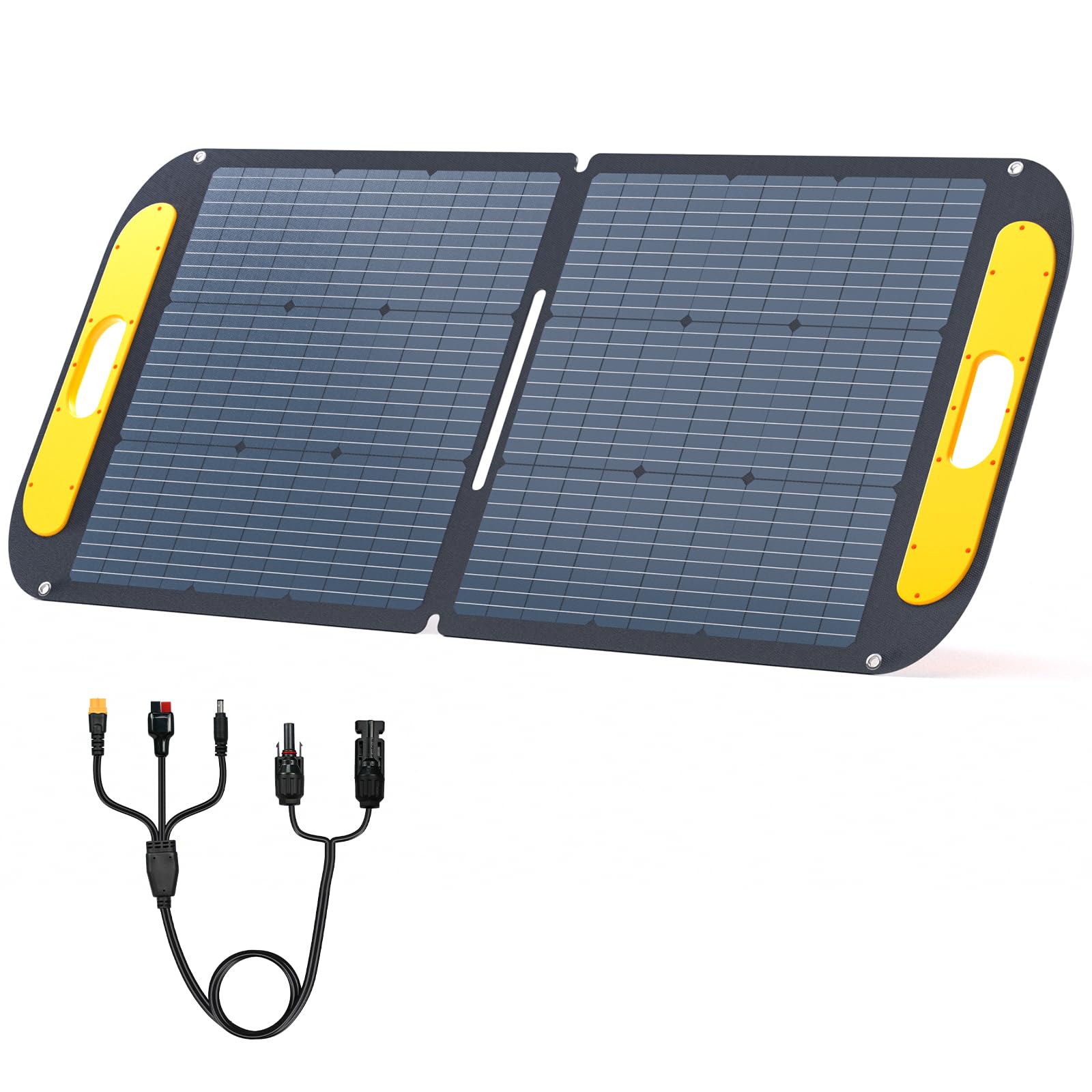 VTOMAN Portable Solar Panel for Solar Generator, 110W 19V Folding Solar Charger with 23% Efficiency, IP67 Waterproof and Adjustable Kickstands Design for Camping, RV, Outdoor Adventures (VS110)