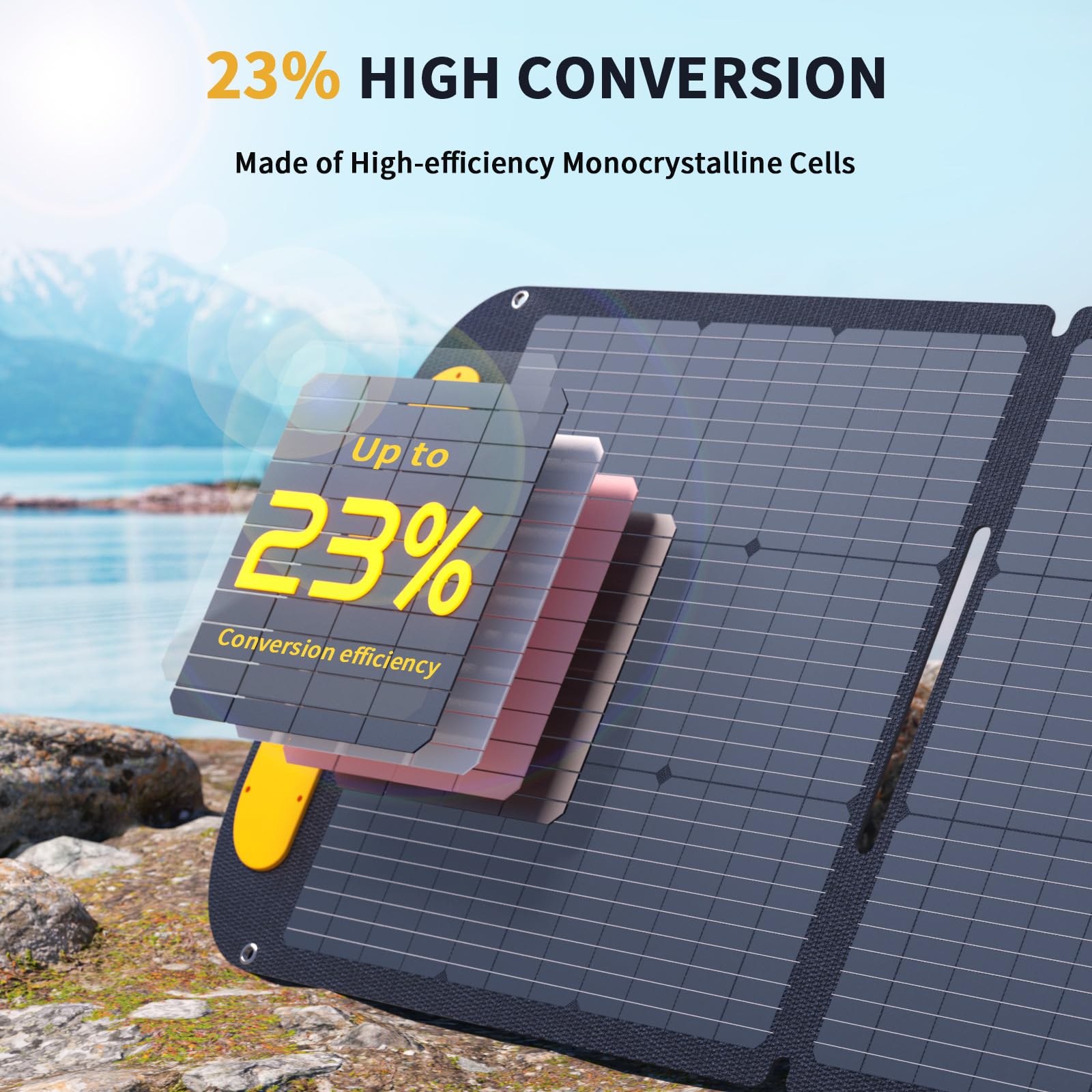 VTOMAN Portable Solar Panel for Solar Generator, 110W 19V Folding Solar Charger with 23% Efficiency, IP67 Waterproof and Adjustable Kickstands Design for Camping, RV, Outdoor Adventures (VS110)