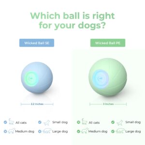 Cheerble [3 Interactive Modes Intelligent Interactive Dog Toy Ball with LED Lights, Wicked Ball PE, Jumping Activation Ball for Medium/Large Dog, DC Rechargeable (Green)