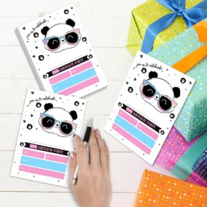 YUEXLL Rainbow Cute Panda Birthday Party Invitations Cards with Envelopes, Animal Party Invitations, Birthday Celebration Supplies, Double-sided Fill-in bday Invites for Boys Girls - C02