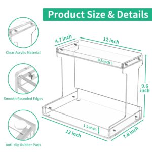 NPPLUS Bathroom Countertop Organizer, 2-Tier Clear Acrylic Counter Storage Shelf for Bathroom Counter Organizer, Clear Makeup Storage Vanity Trays for Cabinet, Kitchen Spice Rack