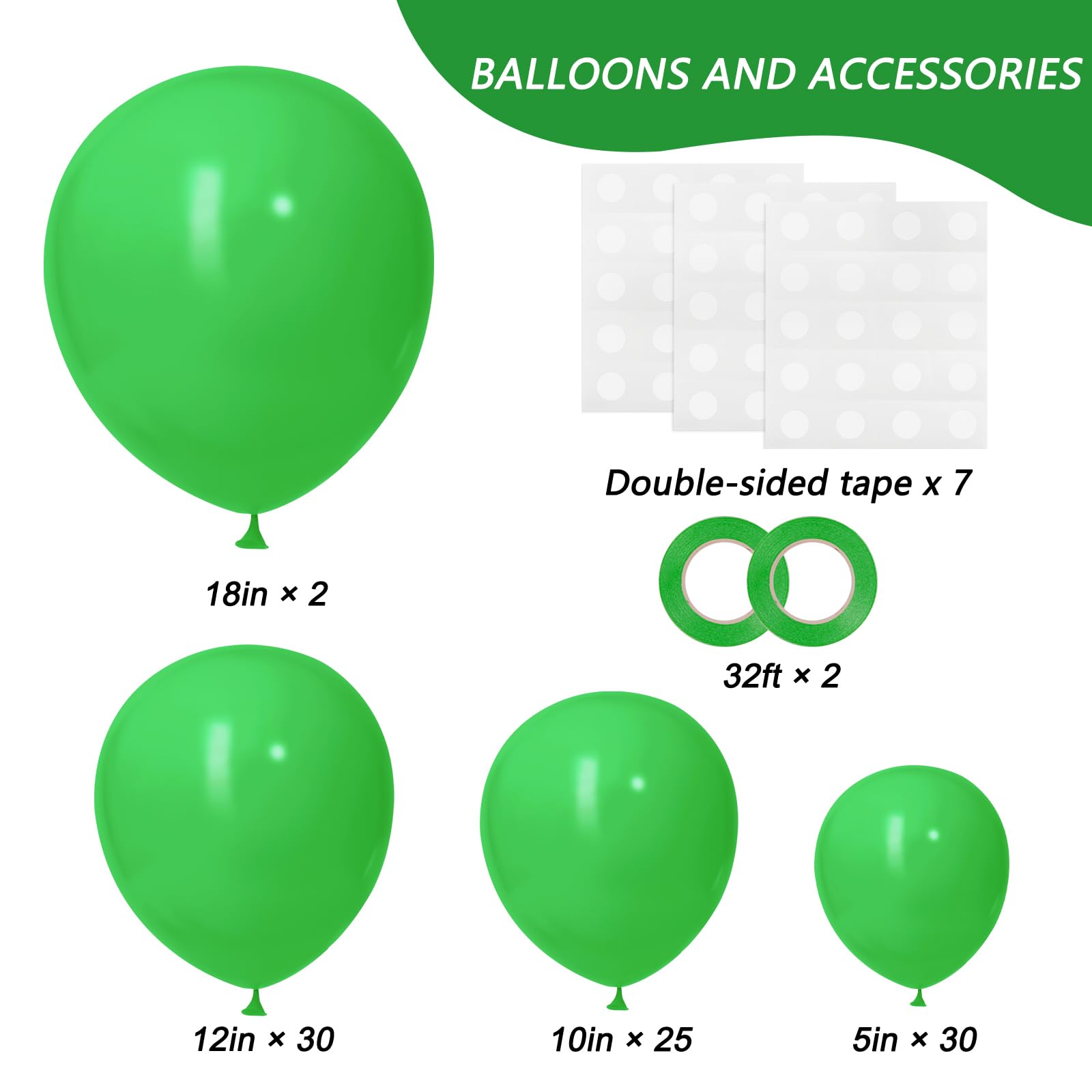 RUBFAC 87pcs Green Balloons Different Sizes 18 12 10 5 Inches for Garland Arch, Premium Green Latex Balloons for Birthday Wedding Baby Shower Bridal Shower Party Decorations