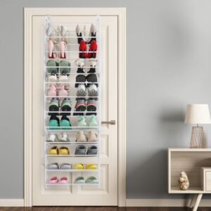 iMounTEK 36 Pairs Over The Door Shoe Rack 12 Layers Wall Hanging Closet Shoe Organizer Storage Stand Hanging Storage Shelf for Closet Pantry Space Saver for Bedroom