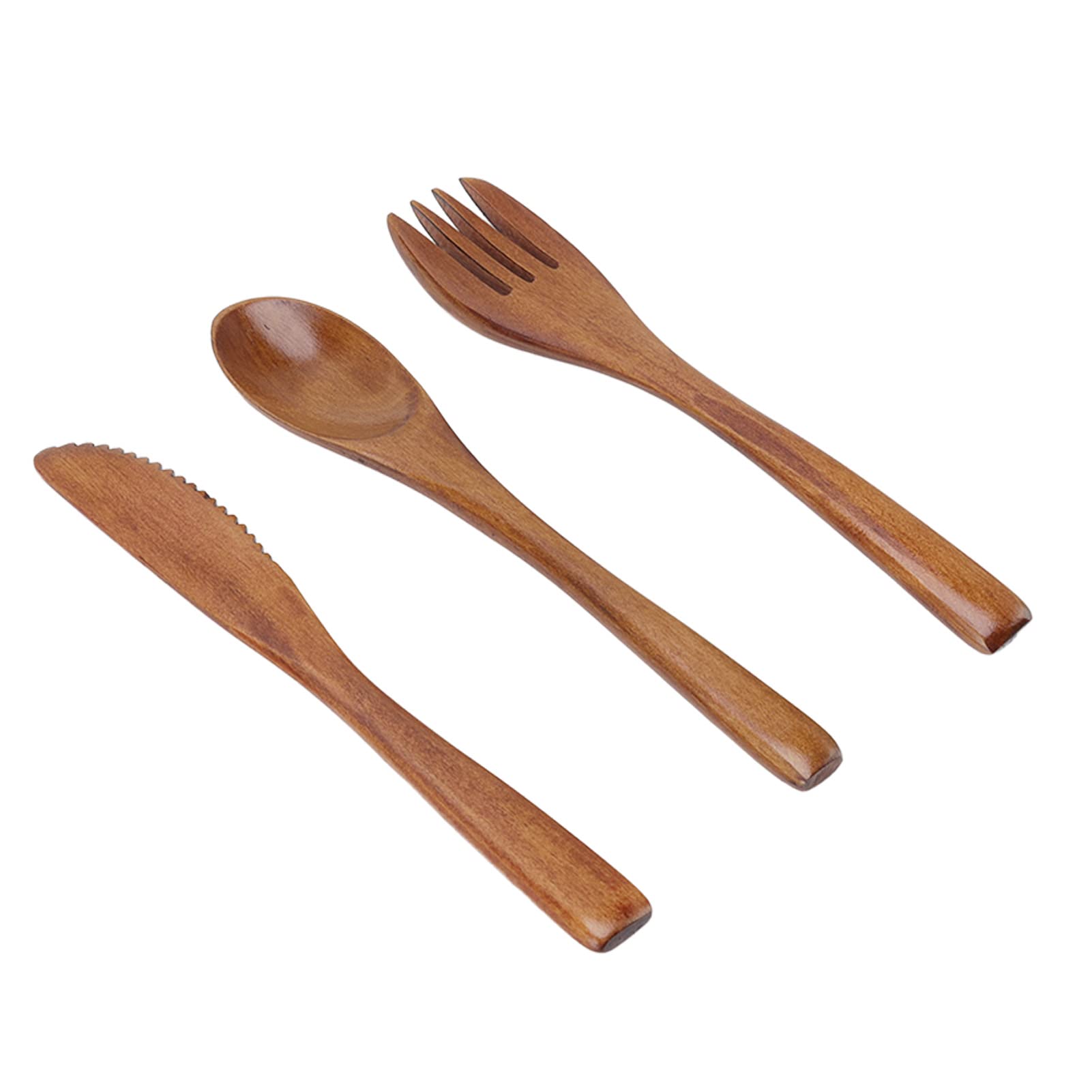 Wooden Forks and Spoons for Eating Utensils Set, Travel Wooden Spoons Forks, Wooden Dinner Utensil Set Kitchen Wooden Flatware Tableware Cutlery Set Includes Wooden Spoon, Fork, Knife (3 Pieces)