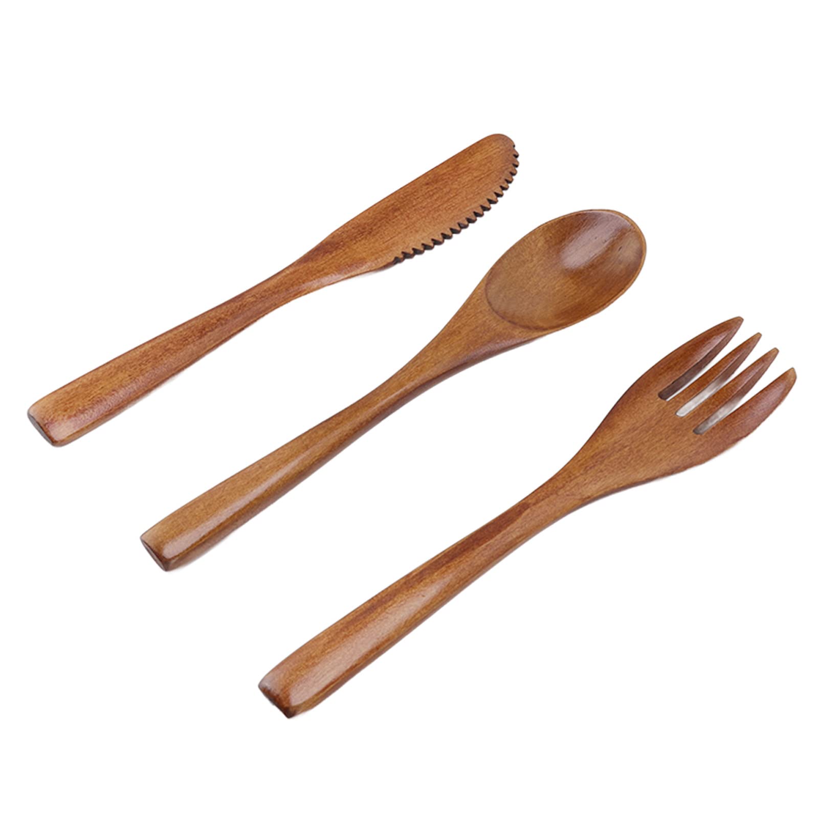 Wooden Forks and Spoons for Eating Utensils Set, Travel Wooden Spoons Forks, Wooden Dinner Utensil Set Kitchen Wooden Flatware Tableware Cutlery Set Includes Wooden Spoon, Fork, Knife (3 Pieces)