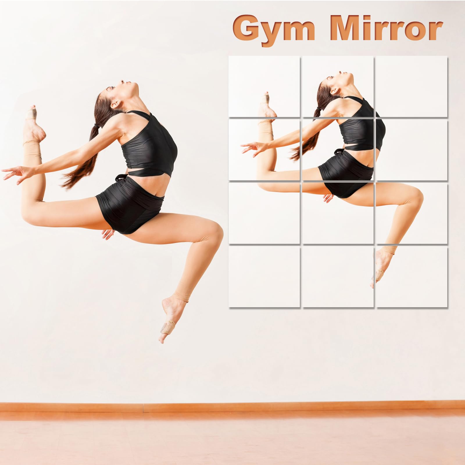 Speculux Acrylic Mirro-Full Length Mirror Tiles for Wall - Large Full Body Mirror Set for Bedroom, Home Gym, and Door(14'' x 12'' - 4PCS)