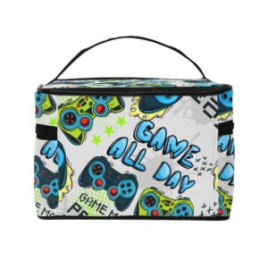 Women's Lightweight Makeup Bag Pouch Compatible with Cool Video Game Weapon Gamer Pattern Toiletry Bag, Funny Travel Cosmetic Bag Portable Bag with Zip for Office College