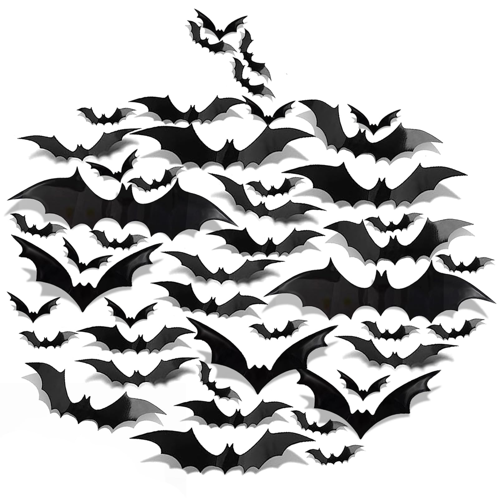 111 PCS Halloween Bats Decorations Indoor Outdoor Wall Stickers | 8 Different Sizes 3D Wall Decals Halloween Spooky Home Goth Emo Room Party Decor