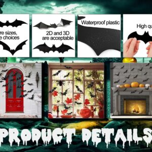 111 PCS Halloween Bats Decorations Indoor Outdoor Wall Stickers | 8 Different Sizes 3D Wall Decals Halloween Spooky Home Goth Emo Room Party Decor