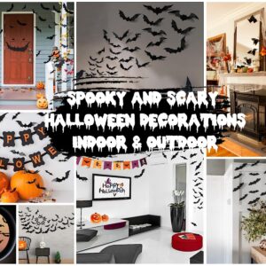 111 PCS Halloween Bats Decorations Indoor Outdoor Wall Stickers | 8 Different Sizes 3D Wall Decals Halloween Spooky Home Goth Emo Room Party Decor