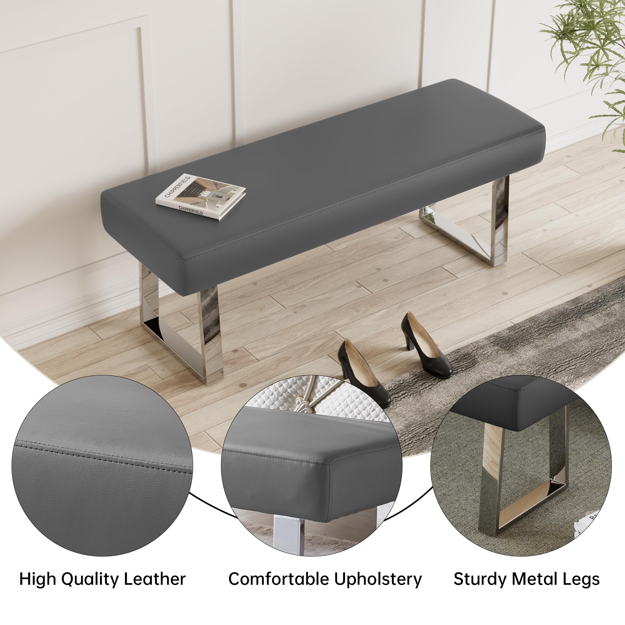 jiexi Bedroom Bench Bed end upholstered Bench Indoor Corner Small Bench Kitchen Bench with Metal Legs,for entryway Dining Room and Living Room Window,Plant Bench,Footstool