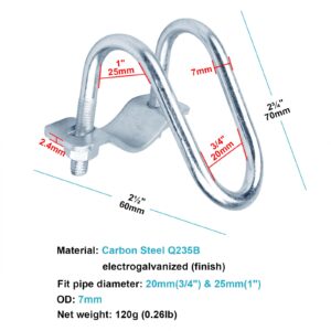 eoere 20 Sets 3/4" x 1" O.D. Cross-Connector Vertical Pipe Clip Crossover Clamps Tube Buckle Steel Pipe Connector Fixator for Farm, Greenhouse Awning Frame Top Rail Fence Scaffolding Piping