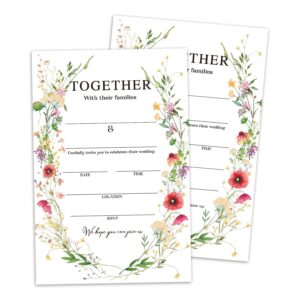 wwongxianb set of 25 wedding wildflower invitations with envelopes, fall wreath invites for bridal shower, wedding shower reception, evening invitations, fill in style invites cards -010