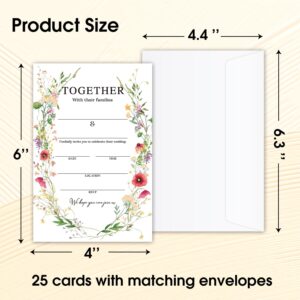 WwongxianB Set of 25 Wedding Wildflower Invitations with Envelopes, Fall Wreath Invites for Bridal Shower, Wedding Shower Reception, Evening Invitations, Fill in Style Invites Cards -010