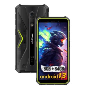 ulefone 4g rugged phones armor x12 pro(2023), ip68/ip69k, android 13 8gb + 64gb, 13mp + 8mp, 5.45 inch hd+ display, 4860mah big battery, global bands, dustproof, compass, nfc, otg, gps -green