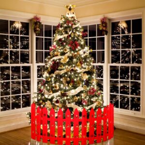 30 Pieces Christmas Tree Fences Thick Plastic Picket Fence Christmas Tree Fences Mini Fence Decoration for Home Garden Christmas Wedding Party, 12 Inches (Red)