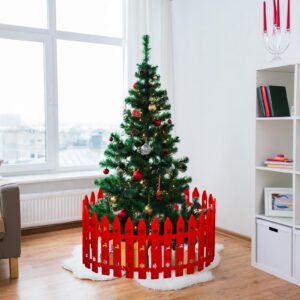 30 Pieces Christmas Tree Fences Thick Plastic Picket Fence Christmas Tree Fences Mini Fence Decoration for Home Garden Christmas Wedding Party, 12 Inches (Red)