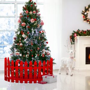 30 Pieces Christmas Tree Fences Thick Plastic Picket Fence Christmas Tree Fences Mini Fence Decoration for Home Garden Christmas Wedding Party, 12 Inches (Red)