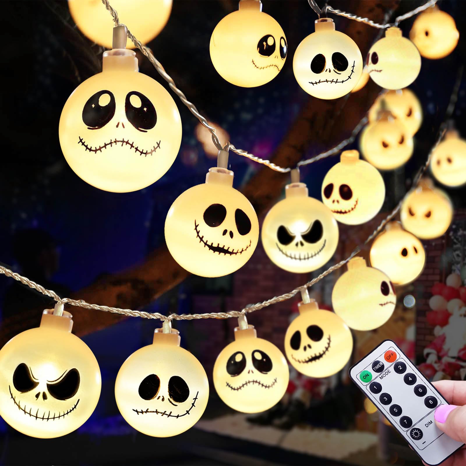 Battery Operated Nightmare Before Halloween Decorations String Lights, 30 LEDs Battery Xmas Lights for Indoor Outdoor Decorations Home,Bedroom, Balcony, Patio, Halloween, Christmas Party (8 Modes)