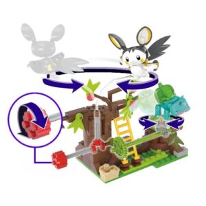 Mega Pokémon Building Toys Set Emolga and Bulbasaur’s Charming Woods with 194 Pieces, 2 Poseable Characters and Motion, for Kids