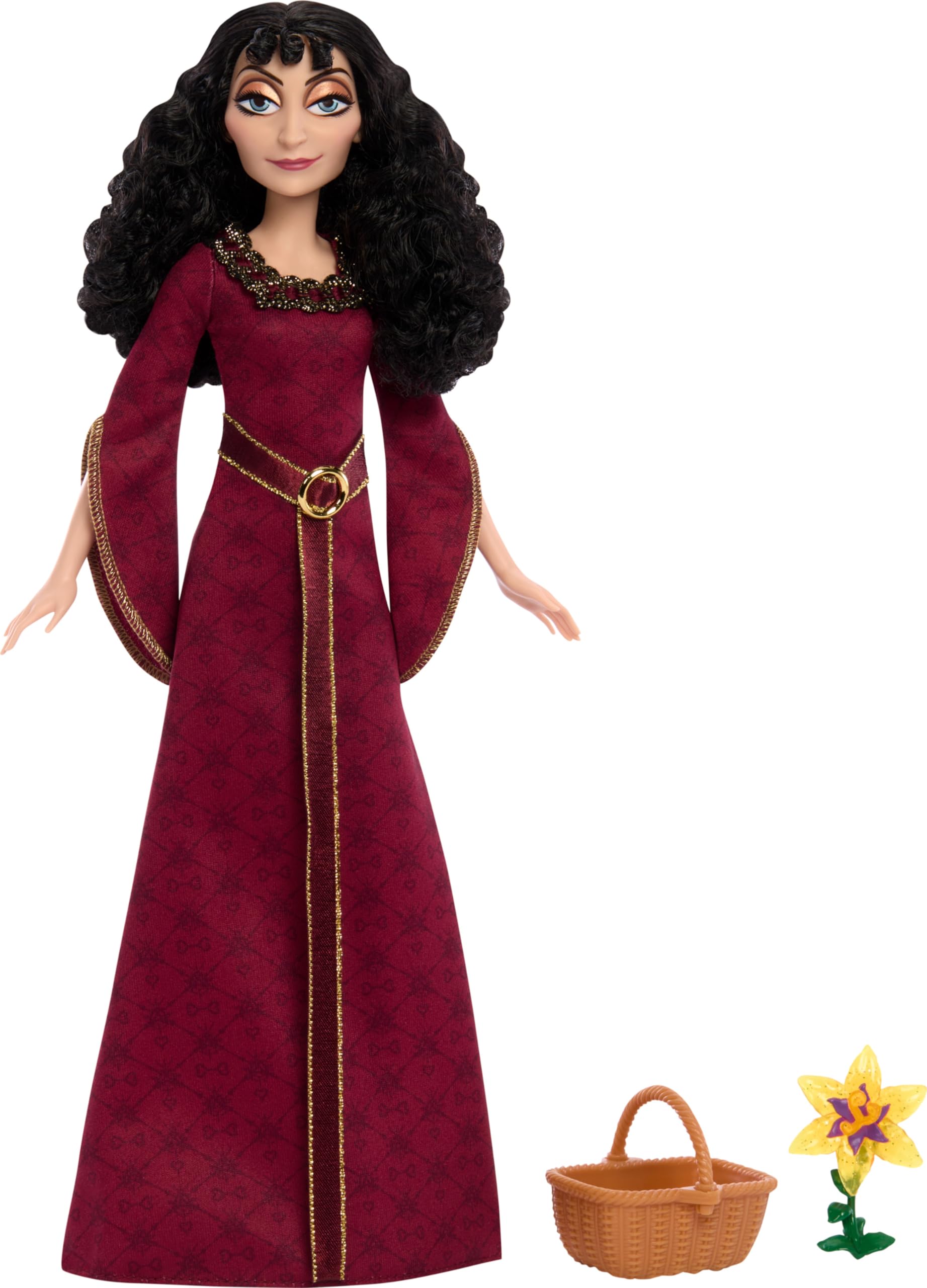 Mattel Disney Princess Toys, Villains Mother Gothel Fashion Doll, Removable Outfit with Basket & Flower Accessories, Inspired by the Movie Tangled