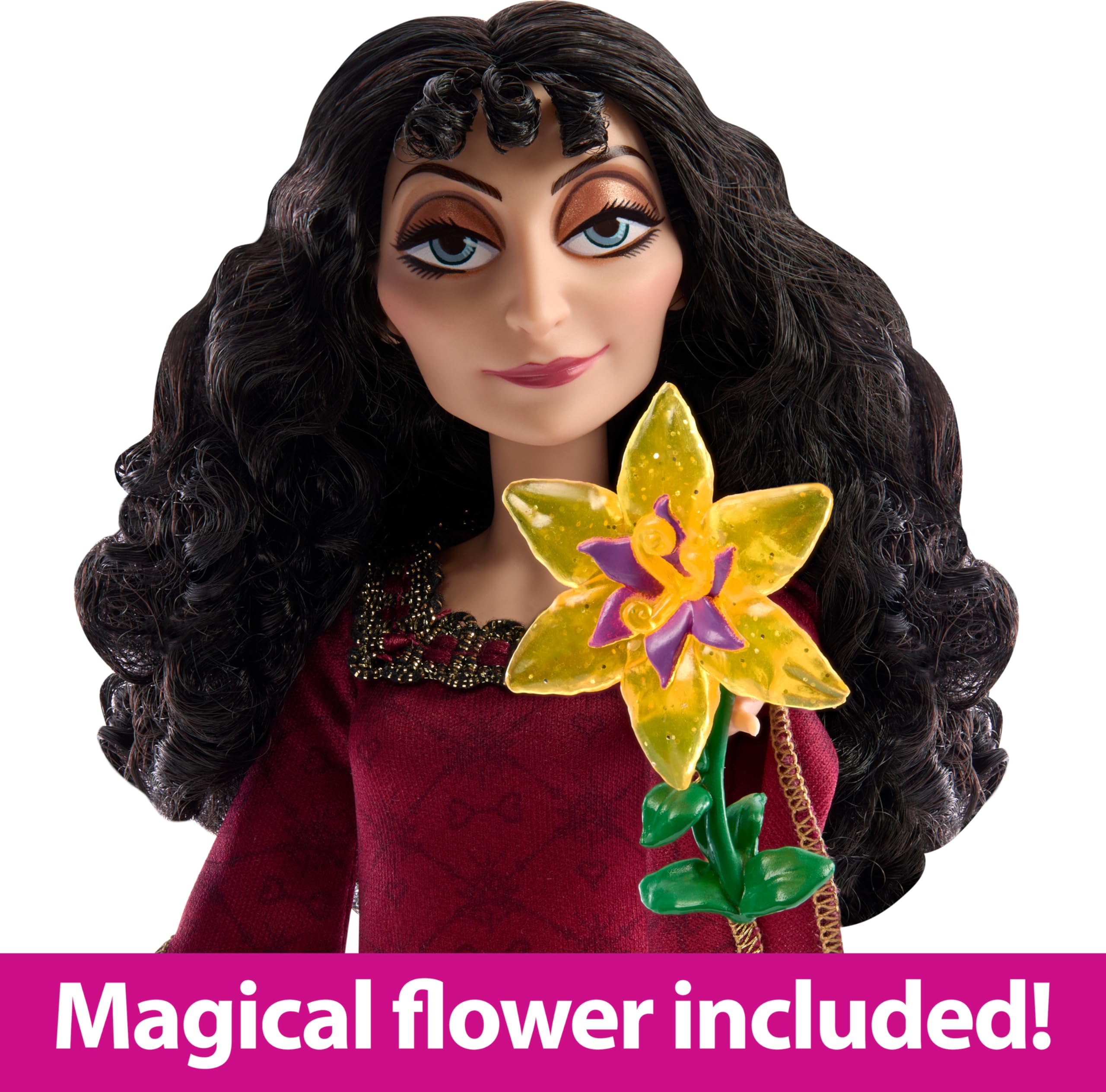 Mattel Disney Princess Toys, Villains Mother Gothel Fashion Doll, Removable Outfit with Basket & Flower Accessories, Inspired by the Movie Tangled