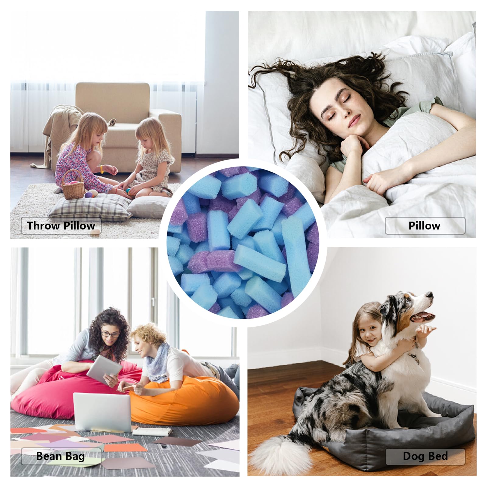 YTAYPP 20 LBS Shredded Memory Foam Fill, Comfortable and Soft Bean Bag Stuffing without Gel, Fluffy Bean Bag Filler for Beanbag, Dog Bed, Various Pillows, Couch Cushion, Stuffed Animal