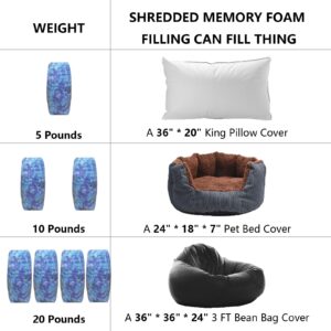 YTAYPP 20 LBS Shredded Memory Foam Fill, Comfortable and Soft Bean Bag Stuffing without Gel, Fluffy Bean Bag Filler for Beanbag, Dog Bed, Various Pillows, Couch Cushion, Stuffed Animal