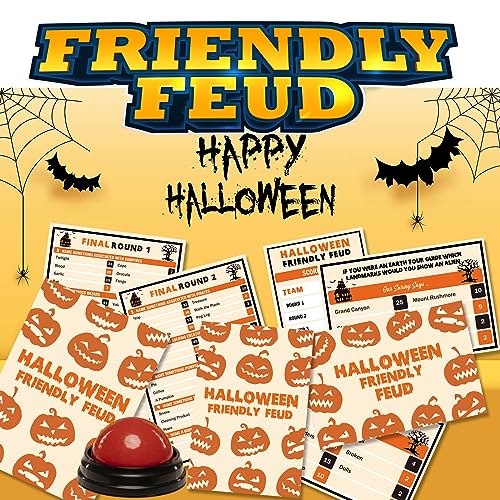 BEUFSE Halloween Friendly Feud Game Set, Halloween Game Supplies, Halloween Games for Adults and Teens, Feud Quiz, Halloween Group Game, Fun Game Party, Fun Holiday Game - SC002