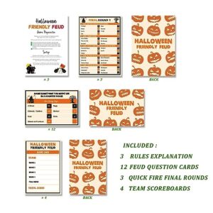 BEUFSE Halloween Friendly Feud Game Set, Halloween Game Supplies, Halloween Games for Adults and Teens, Feud Quiz, Halloween Group Game, Fun Game Party, Fun Holiday Game - SC002