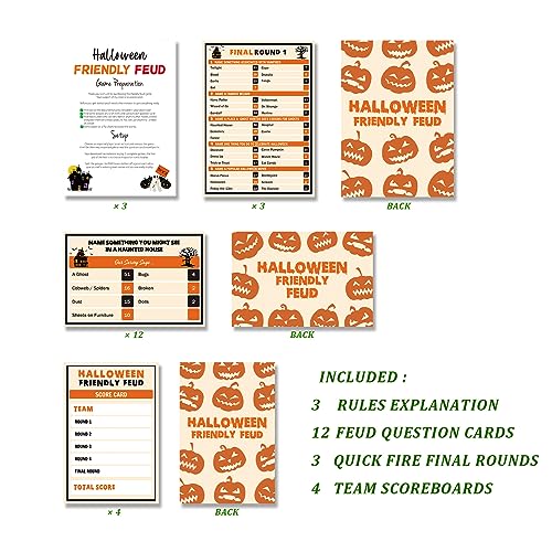 BEUFSE Halloween Friendly Feud Game Set, Halloween Game Supplies, Halloween Games for Adults and Teens, Feud Quiz, Halloween Group Game, Fun Game Party, Fun Holiday Game - SC002