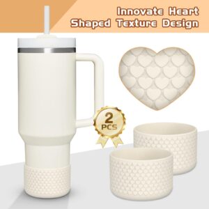 WUQID Heart Shaped Texture Silicone Boot Compatible with Stanle Quencher H2.0 & IceFlow Flip 20oz 30oz 40oz and Hydro Sport Flask 12-24oz, Anti-Slip Bottle Bottom Sleeve Cover