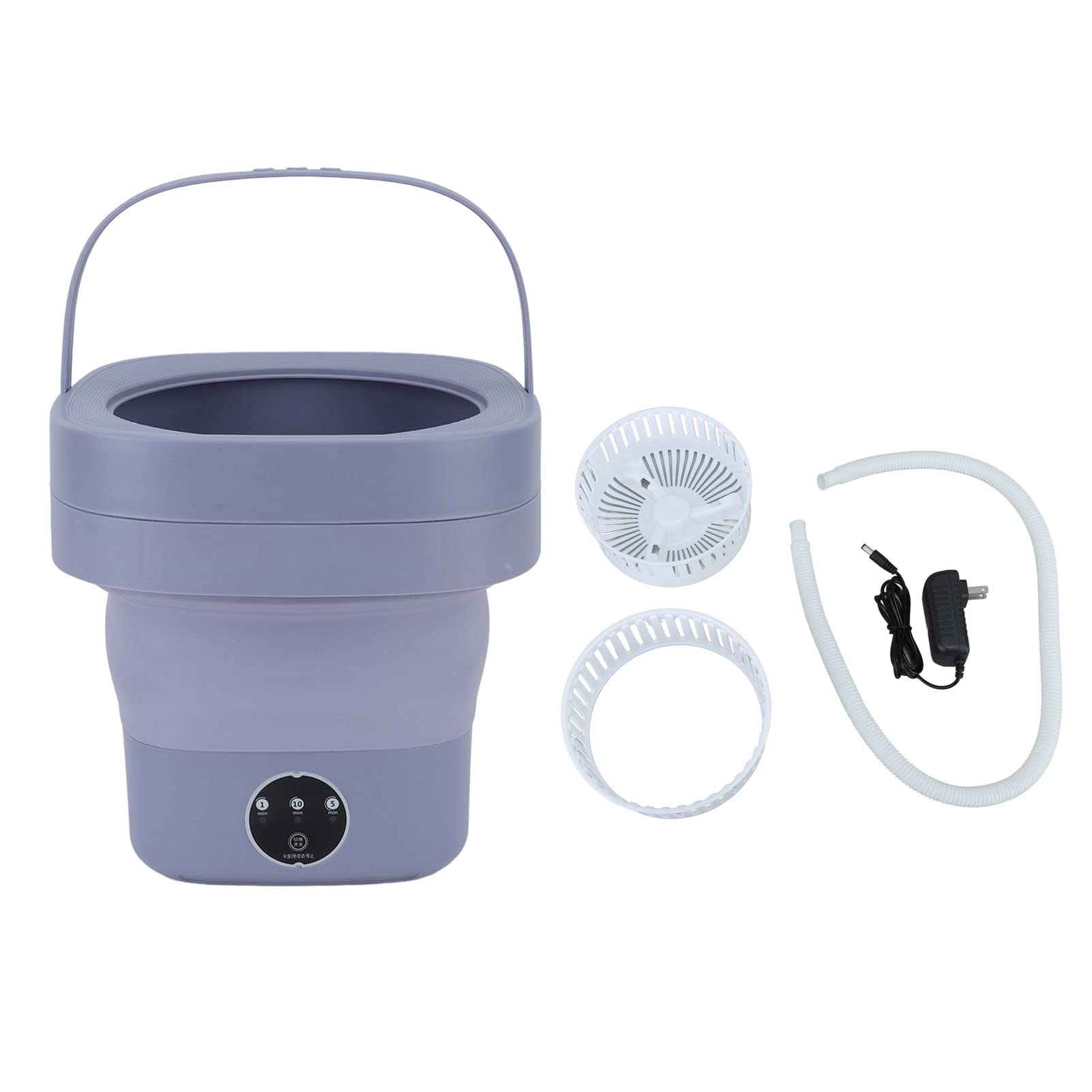 Portable Washing Machine, Mini Foldable Washer and Spin Dryer with Drainage Pipe, Lightweight Bucket Washer for Apartment, Laundry, Camping, RV, Travel, Underwear, Socks ()