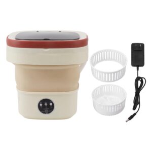 portable washing machine, mini foldable washer and spin dryer with drain bucket, lightweight for outdoor, apartment, laundry, camping, rv, travel, underwear, (us plug)