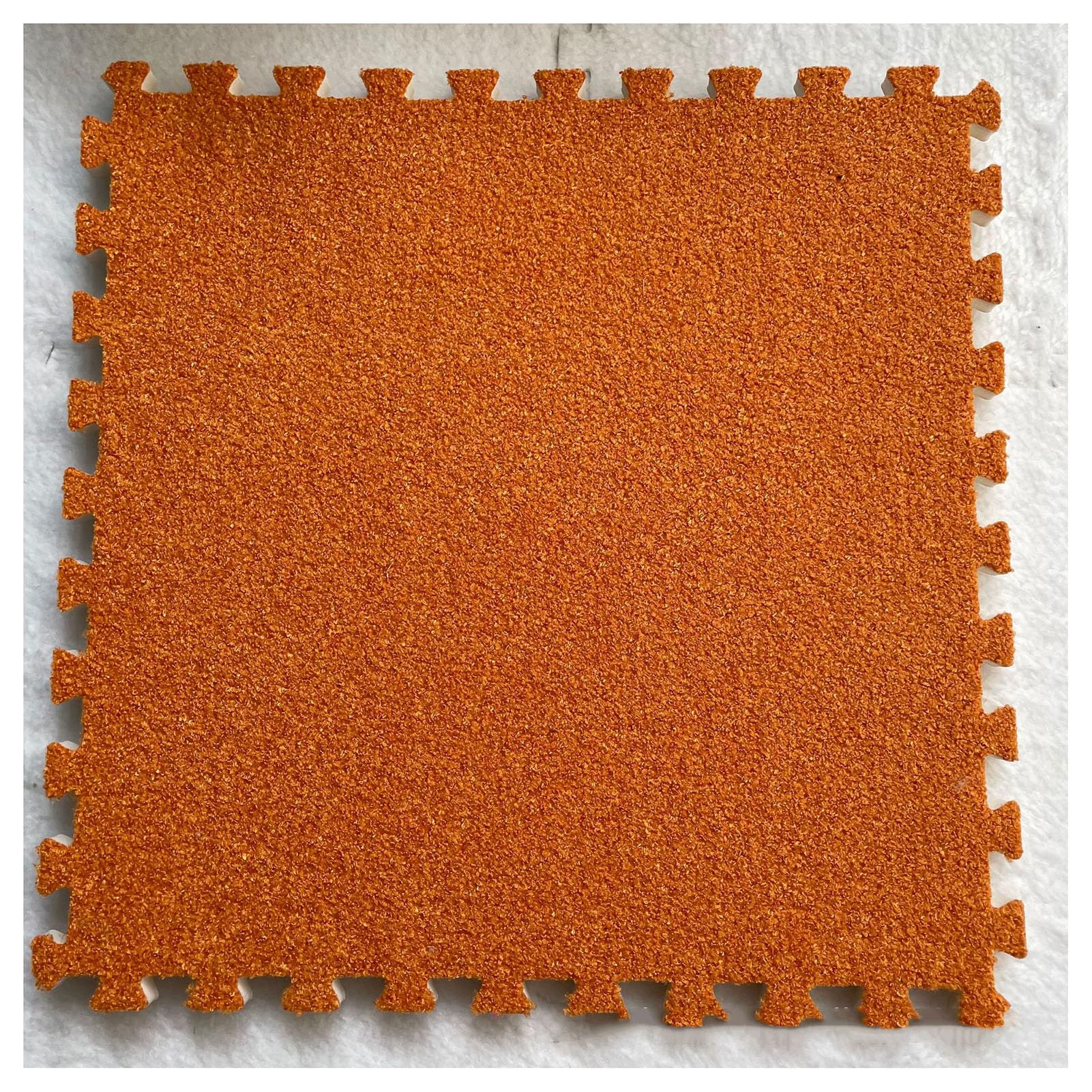 12pcs Non-Slip Interlocking Foam Tile Floor Mats,PE Square Puzzle Foam Carpet Tiles,12X12in Fluffy Cushion Plush Split Joint Climbing Carpet Mats-with Border(Color:Orange)